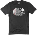 Eat Sleep Baseball Repeat T-Shirt, Funny Player/Fan Cotton Sports Gift
