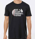 Eat Sleep Baseball Repeat T-Shirt, Funny Player/Fan Cotton Sports Gift