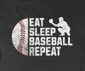 Eat Sleep Baseball Repeat T-Shirt, Funny Player/Fan Cotton Sports Gift