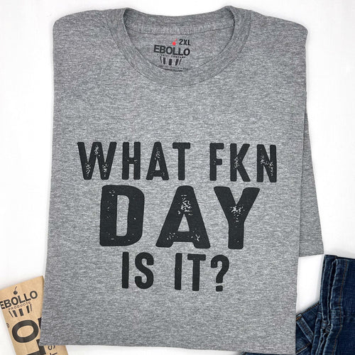 Funny Sarcastic T-Shirt: What FKN Day Is It - Novelty Graphic Tee