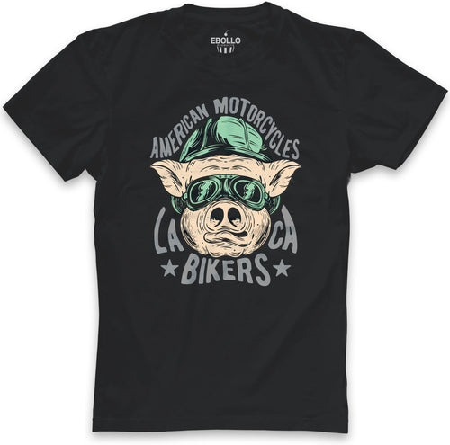 Funny Pig Biker T-Shirt: LA CA Motorcycle Rider Gift