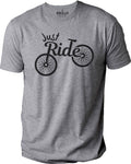 Just Ride Bicycle T-Shirt, Funny Cycling Gift for Dad, Men’s Casual Bike Tee