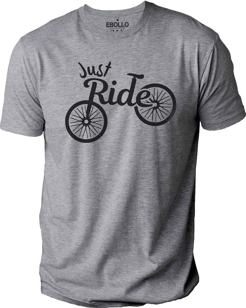 Just Ride Bicycle T-Shirt, Funny Cycling Gift for Dad, Men’s Casual Bike Tee