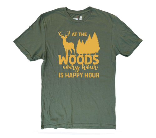 Deer Woods Happy Hour Shirt | Funny Graphic Tee Shirts