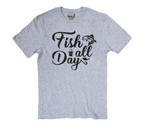 Funny Father's Day Fishing Tee 'Fish All Day' Shirt for Dads