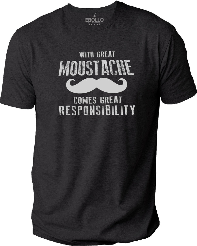 Funny Shirt Men - With Great Moustache T-Shirt | Fathers Day Gift - Mens T shirt Dad Shirt - Dad Gift Mustache Funny Shirt