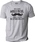 Funny Shirt Men - With Great Moustache T-Shirt | Fathers Day Gift - Mens T shirt Dad Shirt - Dad Gift Mustache Funny Shirt