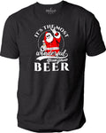 Funny Santa Beer T-Shirt | It's the Most Time for a Beer Christmas Tee