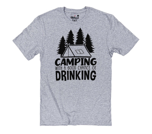 Funny Camping T-Shirt: Drink & Enjoy the Outdoors!