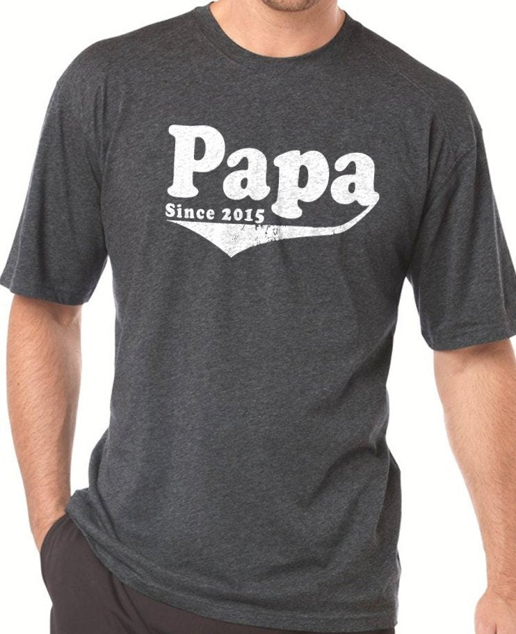 Papa Shirt | Papa Since 2015 Papa Gift - Fathers Day Gift - Birthday Gift - Mens shirt - Dad Shirt - Custom Shirt - New Dad Shirt - eBollo.com