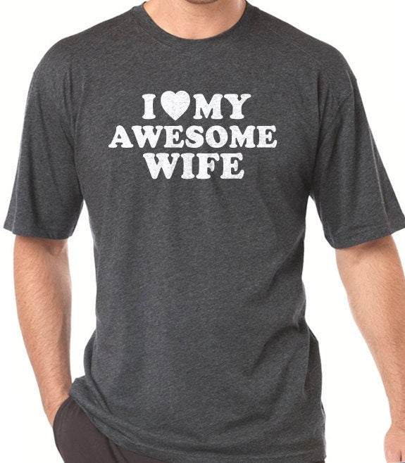 Valentines Day Gift | I Love My Awesome Wife - Funny Shirt Men - Holiday Gifts - Husband Gift - Mens Shirt Husband Shirt Fathers Day Gift - eBollo.com