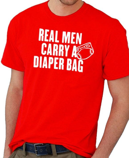 Baby Shower Real Men Carry a Diaper Bag Mens T Shirt New Dad tshirt shirt Christmas Day gift Maternity Gift - eBollo.com