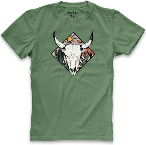 Wild West Shirt | Western Cow Skull Shirt | Cow Tshirt - Desert T Shirts - Cactus Shirt - Husband Gift - Graphic T-Shirt - Gift for Dad - eBollo.com