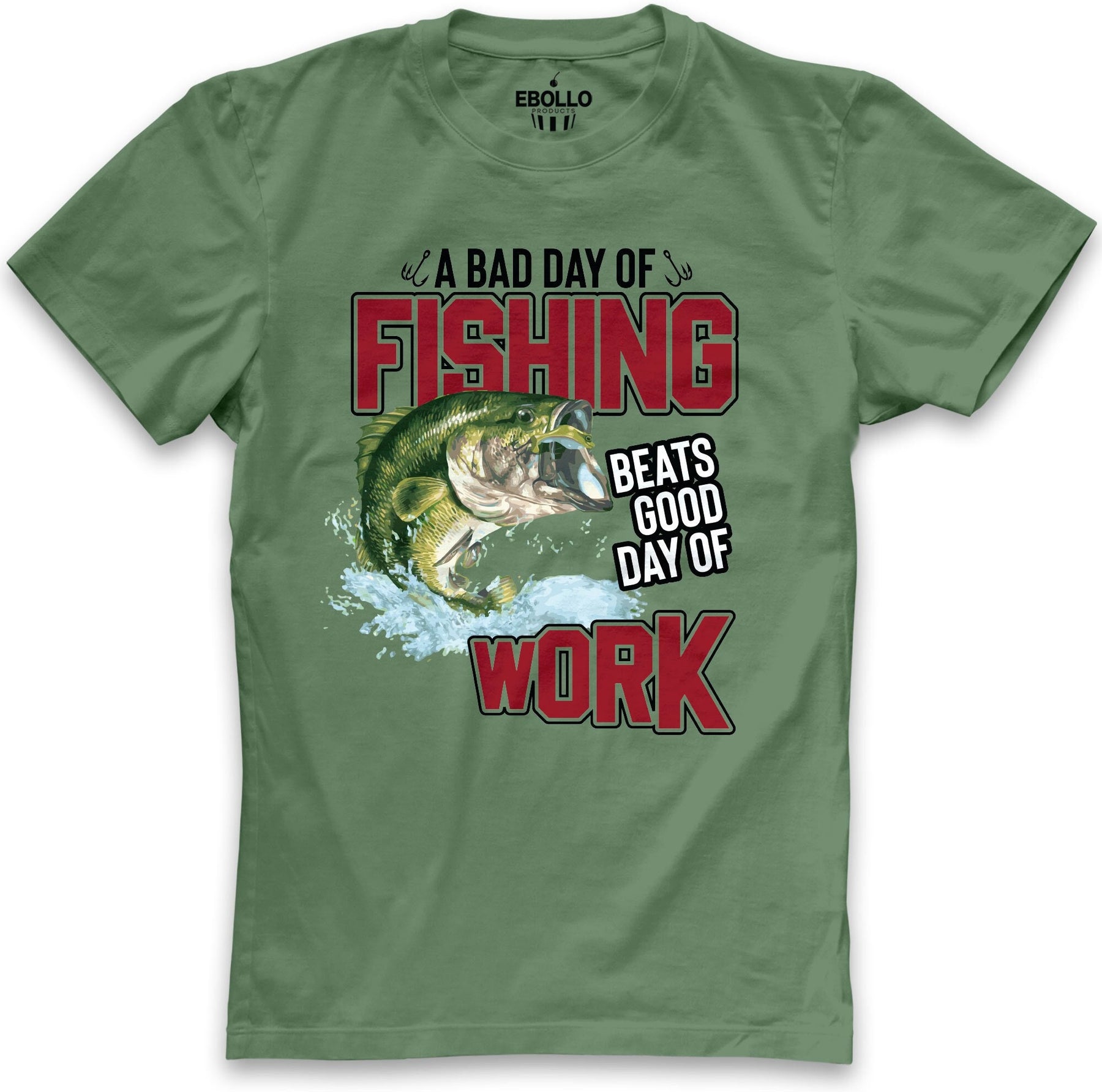 Mens Fishing T Shirt  A Day of Fishing Beats Good Day of Work