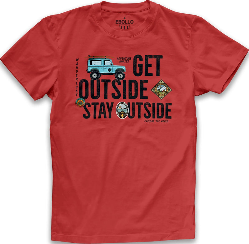 T Shirts for Men | Get Outside Stay Outside Shirt | Funny Shirt Men - Camping Gifts - Fathers Day Gift - Husband Gift - Gift for Dad - eBollo.com