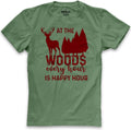 Hunting Gift For Men | At The Woods Every Hour is Happy Hour T Shirts | Hunters Shirt - Deer Woods Tshirt - Gift for Husband - Hunting Shirt - eBollo.com